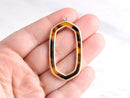 1 Brushed Gold Tortoise Shell Pendant, Large Drop Pendant Tortoiseshell, Metal Setting, Satin Gold Hexagon Ring Charm Acetate MA001-48-GTT