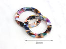 2 Large Ring Connectors, Multicolor Tortoise Shell, RG041-38-RNW