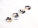 4 Small Circle Charms in Light Tortoise Shell, Light Beige Beads, Tortoise Acetate Jewelry Findings, CN036-15-ABN