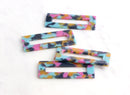 2 Open Rectangles Charms, Bermuda Blue Pink Yellow, Acetate Tortoise Shell, Acrylic Earring Blanks, DX015-50-UPY