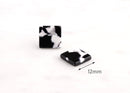 4 Black and White Marble Earring Blanks, Tiny Square Studs, Plastic Stud Earrings, Thick Square Blanks, Tortoise Shell Supply, LAK025-12-BW