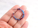Small Blue Hoop Earring Component, 1 Pair, Tortoise Shell Acetate Earrings, Thin Hoop Earring, Red Resin Earring, Rounded Hoops EAR023-30-UR