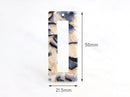 2 Flat Rectangle Rings, Ivory Tortoise Shell, DX014-50-ABN