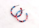 Small Blue Hoop Earring Component, 1 Pair, Tortoise Shell Acetate Earrings, Thin Hoop Earring, Red Resin Earring, Rounded Hoops EAR023-30-UR