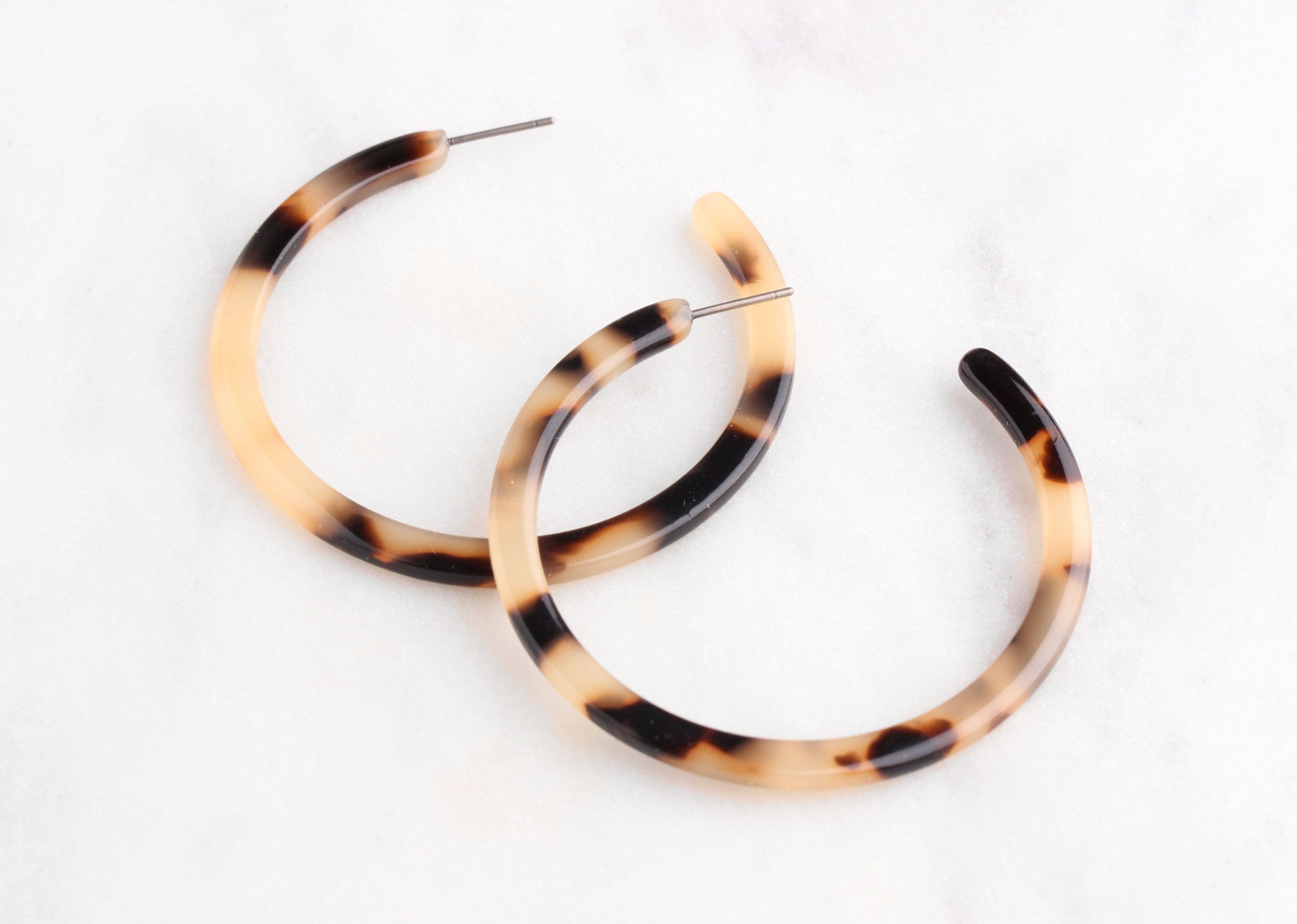 Blonde Tortoise Shell Supply Hoops, 1 Pair, Turtle Shell Jewelry, Larg