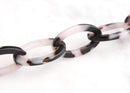 1ft Ash Blonde Tortoise Shell Chain, 24mm, White and Black, Plastic, Continuous Length