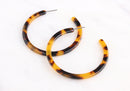 Tortoise Shell Earrings Components, 1 Pair, Tortoiseshell Jewellery, Big Chunky Hoops 50mm, Orange Hoop Earrings, Tube Hoops, EAR026-50-TT