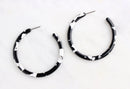 Acetate Earring Findings, 1 Pair, Black Hoops, Resin Hoop Earrings, Tortoise Shell Hoops, Laser Cut Acrylic Earrings Flat Hoops EAR027-50-BW