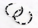 Acetate Earring Findings, 1 Pair, Black Hoops, Resin Hoop Earrings, Tortoise Shell Hoops, Laser Cut Acrylic Earrings Flat Hoops EAR027-50-BW