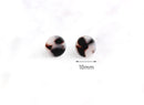 White Tortoise Shell Stud Earring Findings, 1 Pair, Small Post Earrings Marble Studs, Acetate Acrylic Earring Parts, Dot Studs EAR032-10-AWT