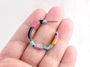 Multicolor Tortoise Shell Hoops, 1 Pair, Blue Green Pink Yellow, Resin Hoop Earrings Findings, Acrylic Acetate Jewelry Supply, EAR034-30-TPY