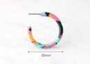 Multicolor Tortoise Shell Hoops, 1 Pair, Blue Green Pink Yellow, Resin Hoop Earrings Findings, Acrylic Acetate Jewelry Supply, EAR034-30-TPY