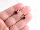 Pale Yellow Tortoise Shell Button Stud Earrings Parts, 1 Pair, Blonde Tortoise Earrings Round, Plastic Studs Neutral Earrings, EAR035-10-BT