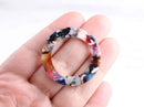 2 Large Ring Connectors, Multicolor Tortoise Shell, RG041-38-RNW