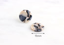 4 Small Circle Charms in Light Tortoise Shell, Light Beige Beads, Tortoise Acetate Jewelry Findings, CN036-15-ABN
