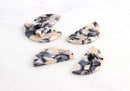 2 Large Half Circle Pendants, Ivory and Charcoal Tortoise Shell, Cellulose Acetate, 37 x 18mm