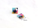 4 Little Square Studs Earring Blanks Acrylic, LAK027-12-UPY