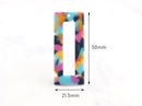 2 Open Rectangles Charms, Bermuda Blue Pink Yellow, Acetate Tortoise Shell, Acrylic Earring Blanks, DX015-50-UPY