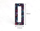 2 Window Rectangle Charms, Galaxy Color, Big Chunky Bead Lightweight Acrylic Earring Parts, Tortoise Shell Earring Findings DX016-50-GXY