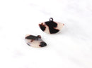 4 White Half Circle Charms, Curved Triangle Fan, Wide Fan Earrings Acrylic Blanks Jewelry Tortoise Shell, Black and White Marble CN029-23-WT