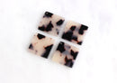 4 Square Diamond Charms, Blonde Tortoiseshell, Cellulose Acetate, 24 x 24mm