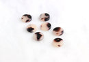 4 Small Coin Drops 10mm, 1 Hole Circle Flat Disc White Tortoiseshell Acrylic Earring Blanks, Double Sided Flat Round Coin Charm, CN010-10-WT