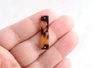 2 Tortoise Shell Necklace Bar Links Artisan, Leopardskin Bead Burnt Orange, 2 Hole Rectangle Tag Charm Acetate Earring Findings BAR016-30-TT