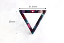 2 Inverted Triangle Ring Charms, Galaxy Marble in Purple and Green, Acetate Plastic, 34.5 x 30mm