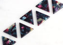 4 Small Triangle Charms, Dark Green Purple Acetate Beads, Arrowhead Charm, 21mm Triangle Marble Acrylic, Resin Earring Findings TR010-21-GXY