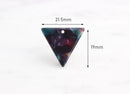 4 Small Triangle Charms, Dark Green Purple Acetate Beads, Arrowhead Charm, 21mm Triangle Marble Acrylic, Resin Earring Findings TR010-21-GXY