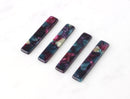 4 Vertical Bar Blank Dangles, Galaxy Marble in Purple and Green, Cellulose Acetate, 36.5 x 7.5mm