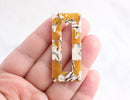 2 Vertical Rectangle Bar Pendant, Beads Mustard Yellow Tortoise Shell Supply, Yellow White Marble Resin Tortoise Earrings, DX017-50-YWB