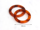 2 Red Tortoise Shell Hoops, Orange Red Acetate Earrings Resin Swirl Black, Cellulose Acetate Circle Loop Ring Charms, Schildpatt RG044-38-AM
