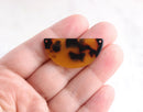 2 Half Moon Necklace Connectors, Two Holes, Tortoiseshell, 37 x 19mm