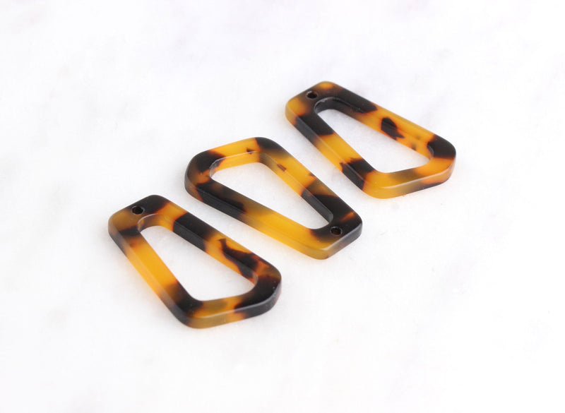 4 Amber Tortoise Shell Earring Drops, Acrylic Connector Triangle Link, Turtle Shell Jewelry Findings, Animal Print Unusual Shape VG025-30-TT