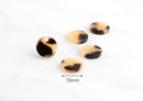 4 Sequin Charms in Yellow Tortoise Shell, Earring Parts, Tiny Circle Charm Dot, Yellow Acetate Acrylic, Small Round Blanks, CN044-13-BT