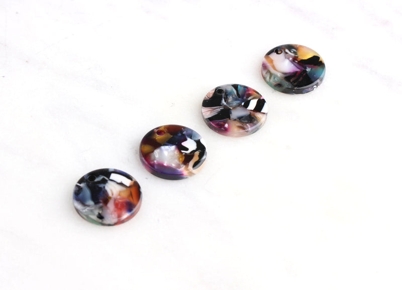 4 Multicolor Tortoise Circles, Acrylic Acetate Earring Blank Medium Disc 17mm, DIY Tortoise Shell Resin Findings, Bracelet Disc CN045-17-DMC