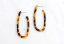 Tortoise Shell Earrings Hoop Parts, 1 Pair, Cellulose Acetate Earrings U Shape Large Oval Hoop Tortoise Jewelry Supply Findings EAR037-53-TT