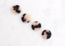 4 Tortoise Bead Charms, Flat Round Circles,  Small Discs, White Black Marble Earrings Tortoiseshell, Acetate Tortoise Pendant, CN046-15-WT