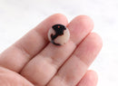 4 Tortoise Bead Charms, Flat Round Circles,  Small Discs, White Black Marble Earrings Tortoiseshell, Acetate Tortoise Pendant, CN046-15-WT