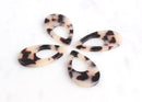 4 Beige Tortoise Shell Beads, Resin Blanks Acrylic Keychain, Narrow Teardrop Tags, Long Teardrop Charm, Tan Tortoise Component, TD010-37-WT