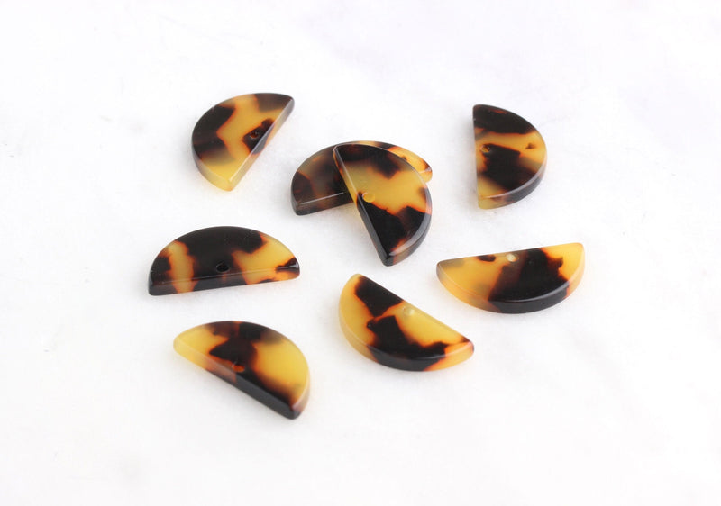 4 Tortoise Shell Half Moon Beads, Tortoise Semi Circle Acrylic, Brown Acetate Jewelry Tortoise Supply, Half Round Disc Necklace, CN047-21-TT