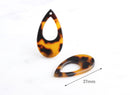 4 Thin Teardrop Charm Beads, Lucite Tortoise Shell Supplies Acrylic Earring Findings, Original Tortoise Pattern, Orange Teardrop TD011-37-TT