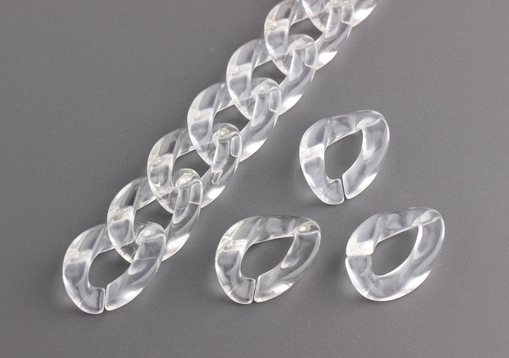 1ft Clear Acrylic Chain Links, 24mm, Transparent, For Cuban Link Neckl