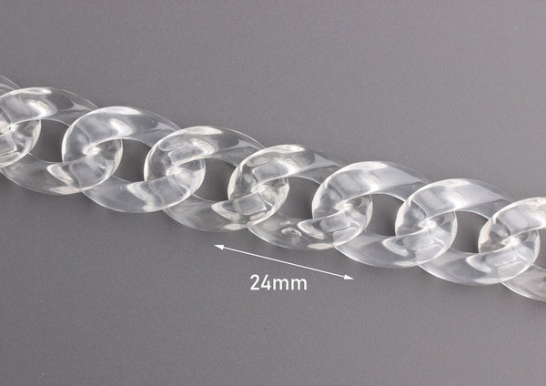 50pcs Clear White Oval Acrylic Chunky Chain Links, Transparent Plastic  Chain Links, Necklace Chain Links, Open Link ,Size 28mmx18mm SV008