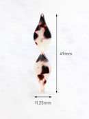 2 Long Spiral Earring Charms, Twist Beads, Double Helix Charms Acetate, Wavy Bar Pendant, Blonde Tortoise Shell Jewelry Supply, XY005-49-WT