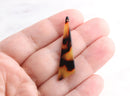 2 Skinny Triangle Pendants in Imitation Tortoiseshell, Earring Charms, Cellulose Acetate, 42.25 x 11mm
