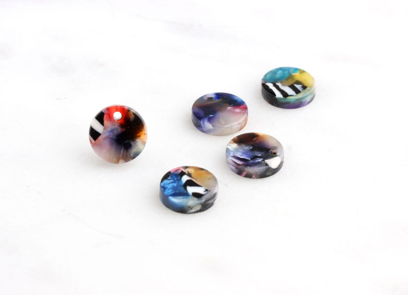 4 Laser Cut Acrylic Discs for Earring Findings, Plastic Circle Blank Earring Stud Base, Colored Drop Multi Color Tortoise Shell CN048-10-DMC