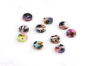 4 Mini Disc Charms, 9mm Disc with Hole, Acrylic Circle Blank, Coin Shape Bead Ultraviolet Black Pink Yellow, Earring Stud Blank CN050-09-KMC