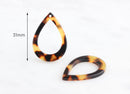 4 Large Teardrop Shape Charms in Tortoiseshell, Pointy Teardrop, Pear Links, Acrylic Charms Turtle Shell, Double Teardrop Links, TD014-31-TT